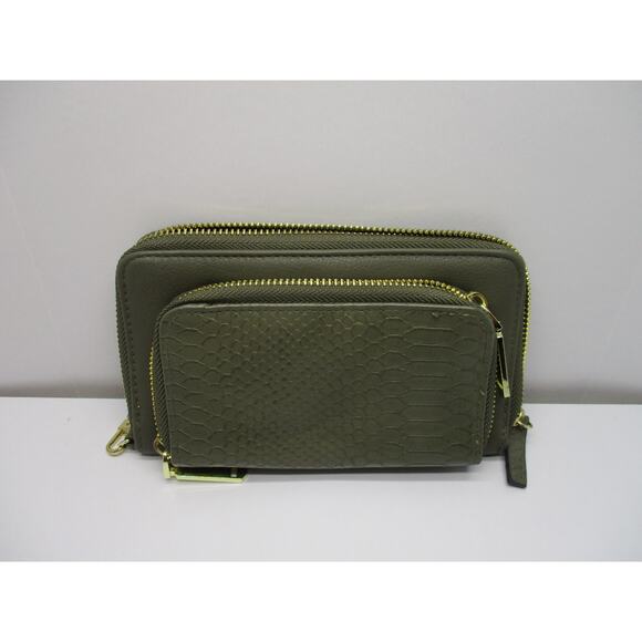 Enzo Angiolini Grey Faux Leather Snakeskin Detail Wallet Clutch - Picture 3 of 9